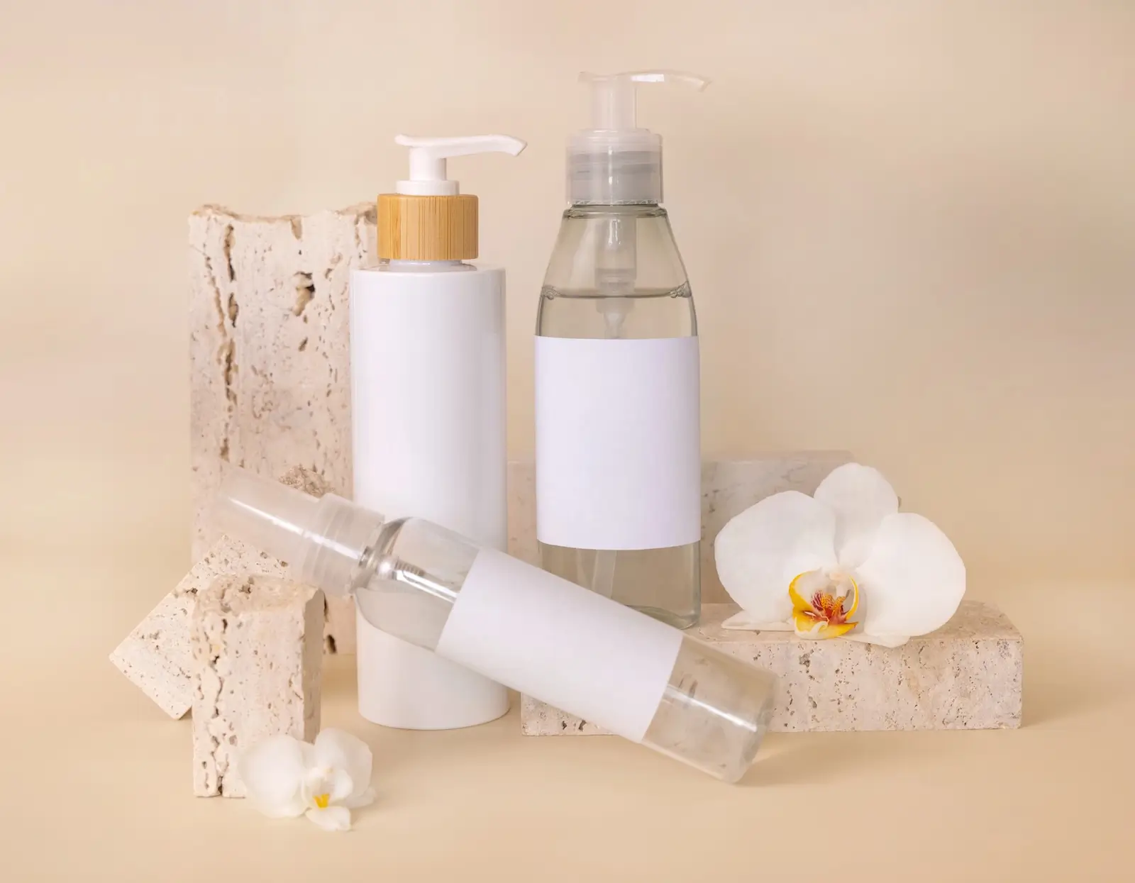 cosmetic bottles near white orchid flowers and sto 2025 03 17 22 44 53 utc
