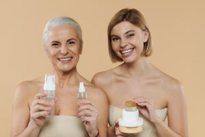 anti-aging skincare routine, mother and daughter